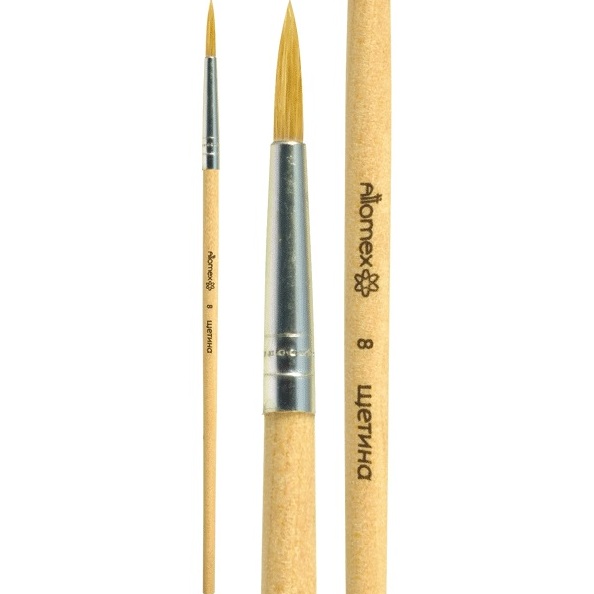 Кисть щетина круглая № 8 "Attomex" деревянная ручка