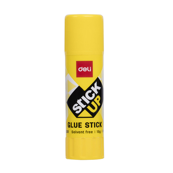 Клей-карандаш  15 г Deli Stick UP корп.желтый, прозрачный, дисплей картонный