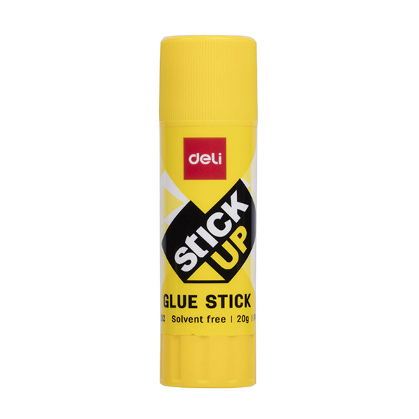 Клей-карандаш  20 г Deli Stick UP корп.желтый, прозрачный, дисплей картонный