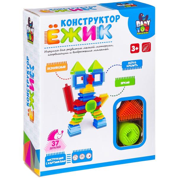 Конструктор пластм. Ёжик Bondibon, кот, 37 дет., BOX, арт. Y22686055