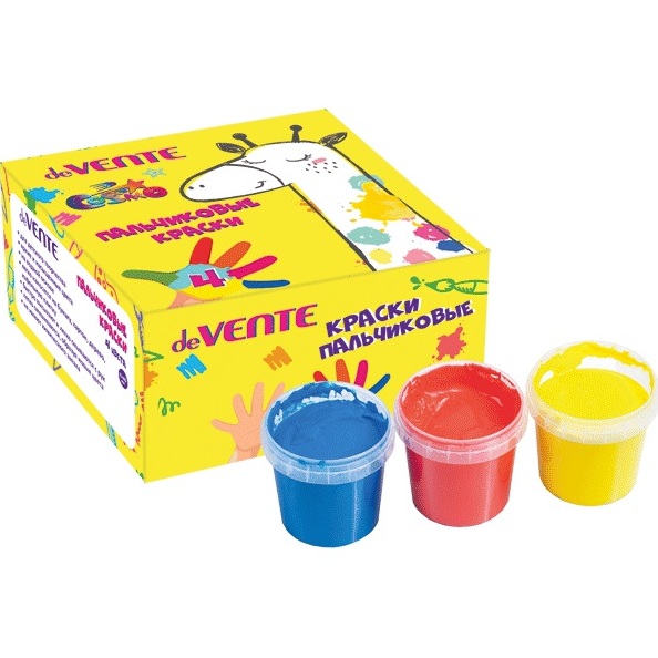 Краски пальчиковые "deVENTE" 4 цвета по 40 мл, смываемые, в картонной коробке