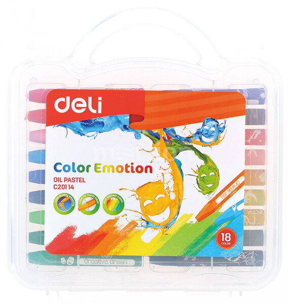 Масляная пастель 18 цв. Deli Color Emotion шестигранные, пластиковая коробка