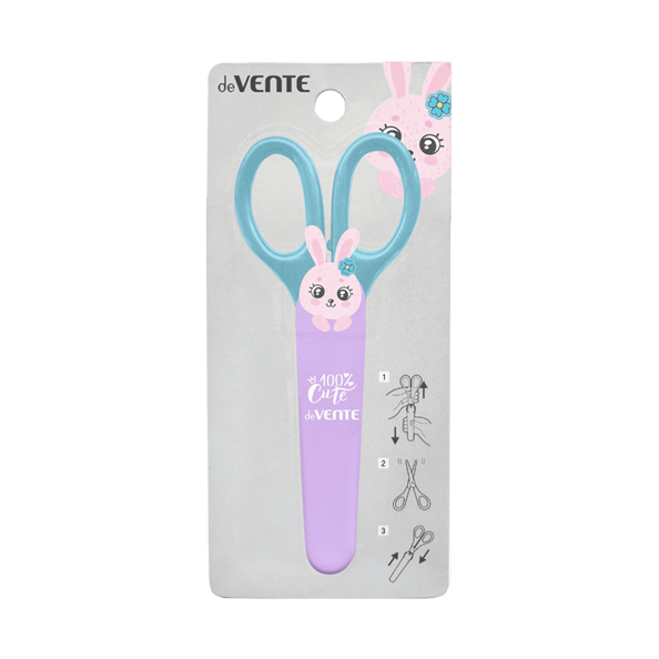 Ножницы 135 мм детские "deVENTE. 100% Cute. Rabbit" пластиковые кольца, защитный футляр