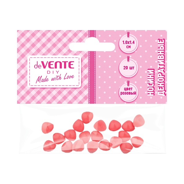 Носики декоративные "deVENTE" пластиковые, размер 10x14 мм, 20 шт, цвет розовый, в пластиковом пакет