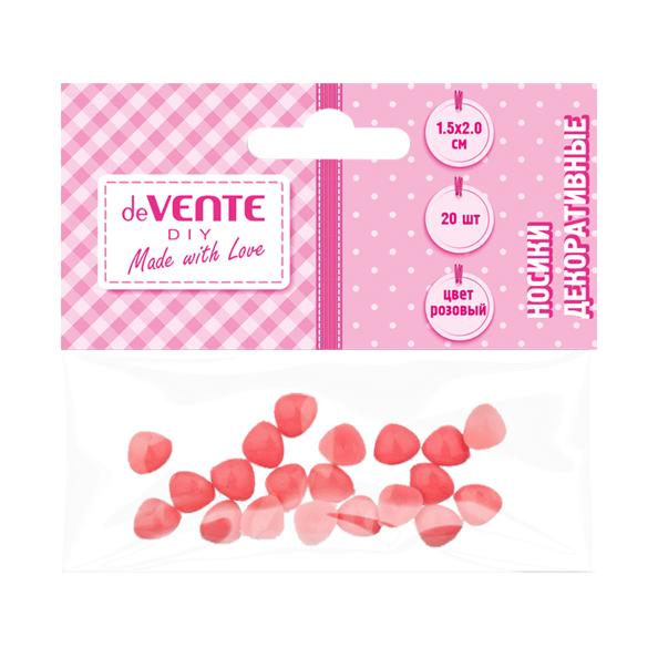 Носики декоративные "deVENTE" пластиковые, размер 15x20 мм, 20 шт, цвет розовый, в пластиковом пакет