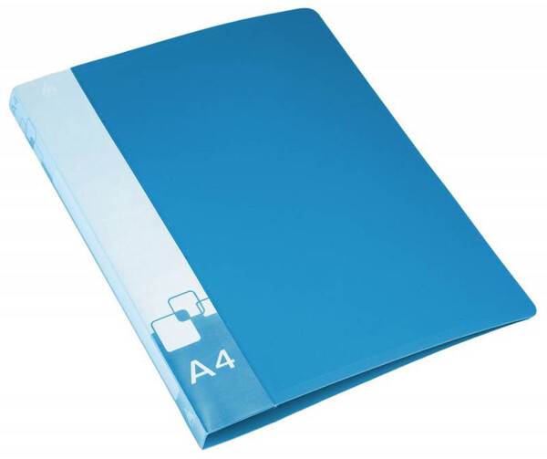 Папка с пружинным скоросшивателем А4 пластик 0.70мм, внутр. карман, торц. карман, синяя