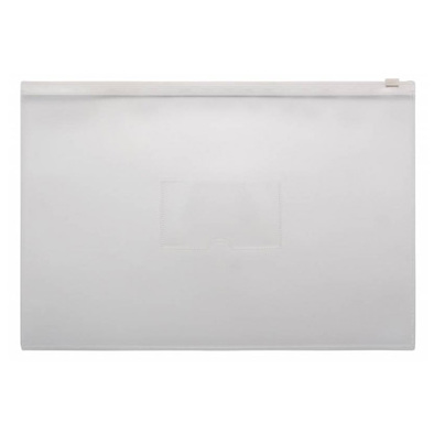 Папка-карман с молнией сбоку A4, толщина  0.15мм, белая молния, Россия, карман под визитку