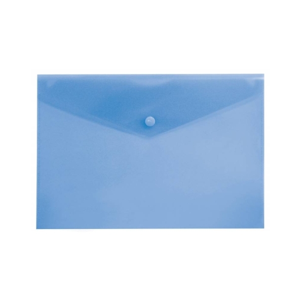 Папка-конверт на кн. А5 синяя  пластик 0.18мм кнопка голубая