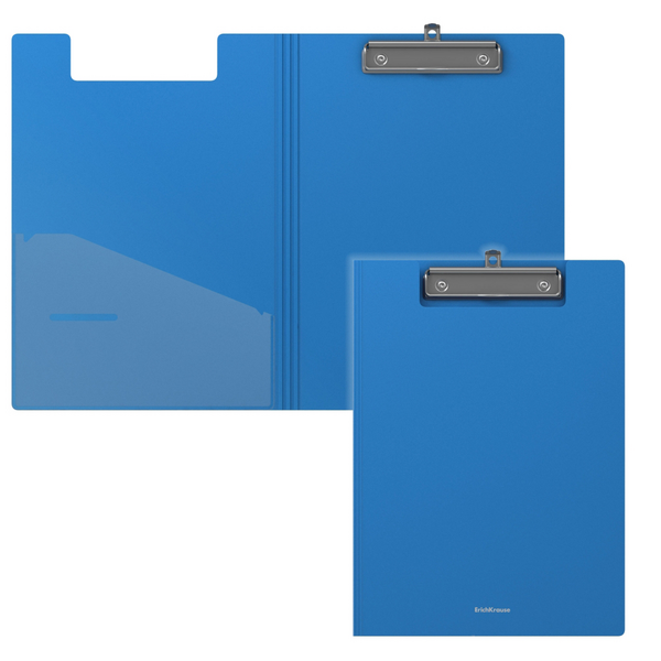 Папка-планшет с зажимом ErichKrause Classic, А4, пластик, синий (в пакете по 4 шт.)