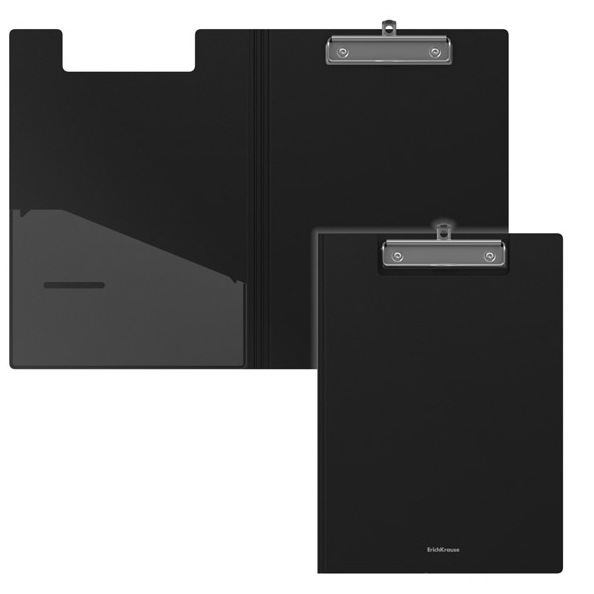 Папка-планшет с зажимом ErichKrause Classic, А4, пластик, черный 