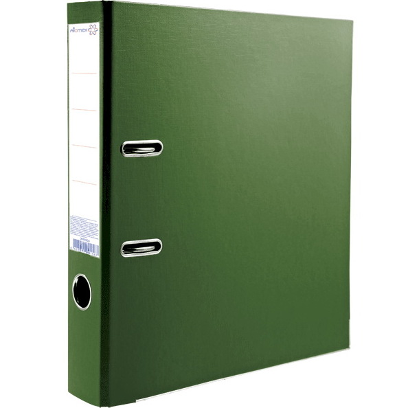 Папка-регистратор 50 мм "Attomex" PP разобранная, металлическая окантовка, зеленая