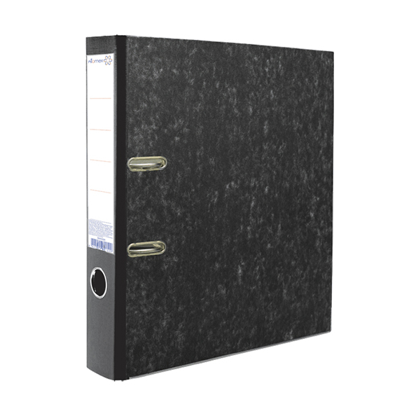 Папка-регистратор 50 мм "Attomex" мраморная картонная разобранная, метал. окантовка, черная
