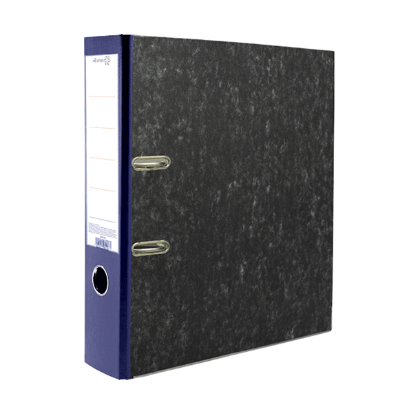 Папка-регистратор 75 мм "Attomex" мраморная картонная разобранная, метал окантовка, синяя