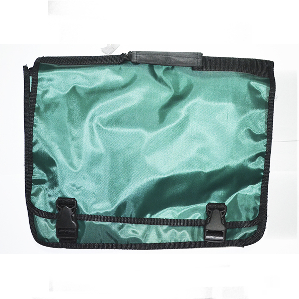 Портфель "Презентер" ,ткань, цвет зеленый с черным, 2 отделения, 2 пластиковых замка 