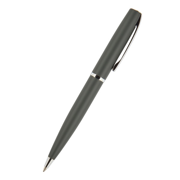 Ручка "SIENNA" в тубусе круглой формы 1,0 мм, СИНЯЯ  (корпус серый, футляр серый)
