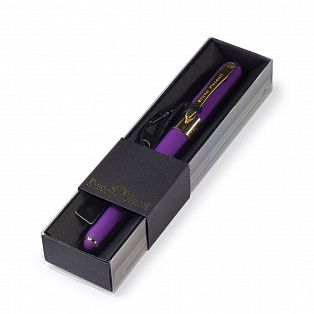 Ручка "MONACO" в футляре шарик. 0.5 мм, СИНЯЯ (фиолетовый корпус, серая коробка)