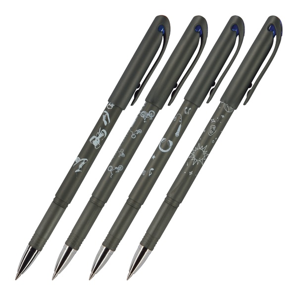 Ручка со стираемыми чернилами "DeleteWrite Art. Boys" синяя (серый корпус,4 вида)