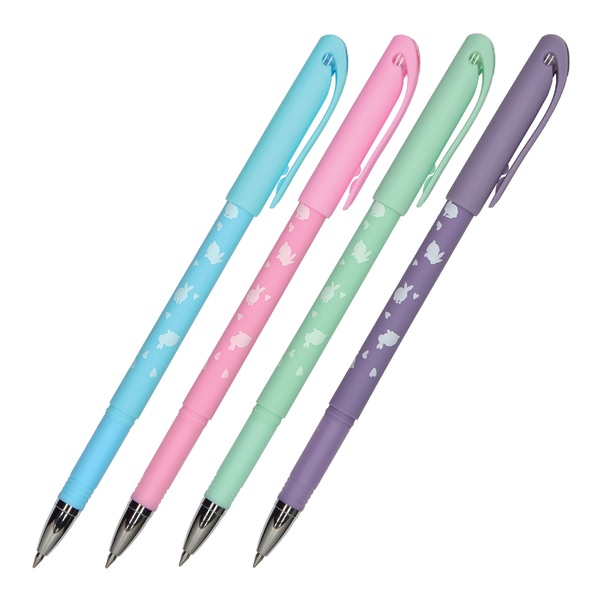 Ручка со стираемыми чернилами 0,5 мм "DeleteWrite Art. Кролики-зайчата" СИНЯЯ (4 цвета корпуса) 