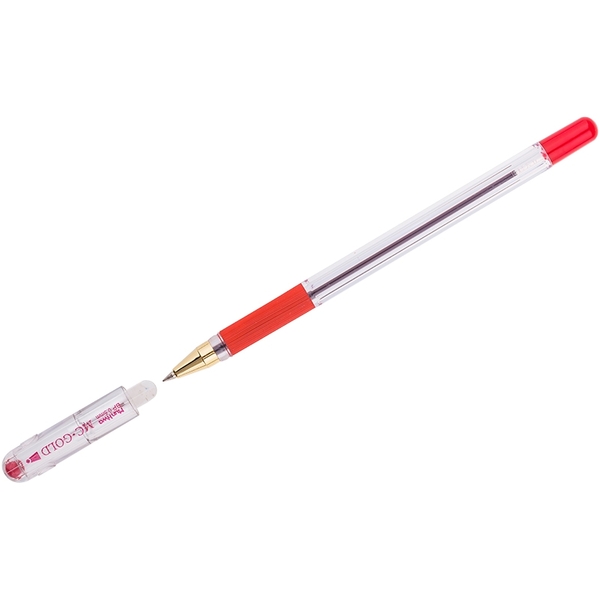 Ручка шариковая 0,5 мм MunHwa "MC Gold" красная, грип 