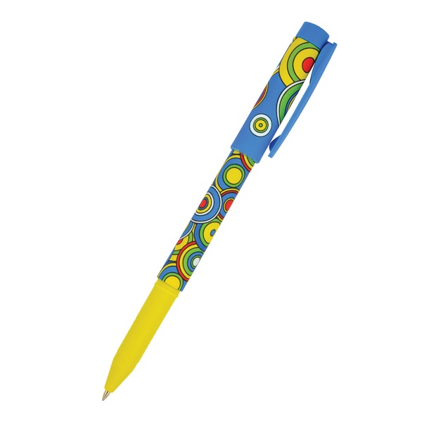 Ручка шариковая 0,7 мм "FreshWrite. Crazy. Круги белые" СИНЯЯ 