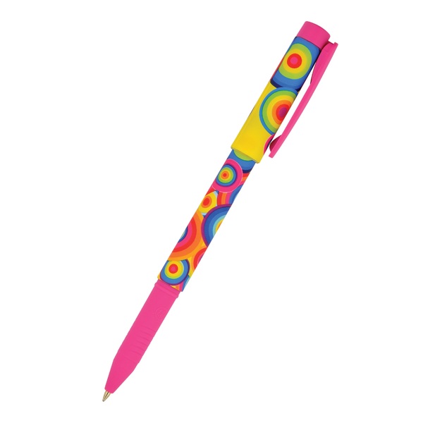 Ручка шариковая 0,7 мм "FreshWrite. Crazy. Круги цветные" СИНЯЯ 