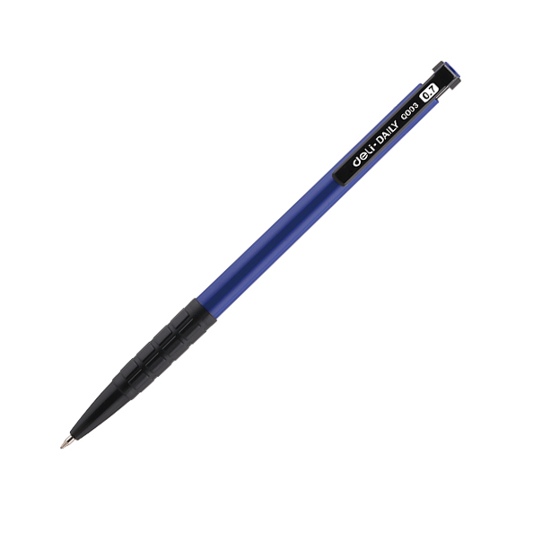 Ручка шариковая автомат. 0,7 мм Deli резиновая манжета, синий/черный, синие чернила
