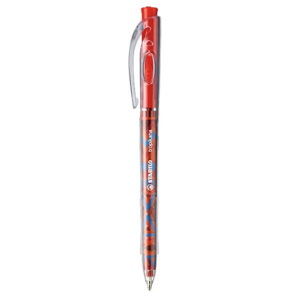 Ручка шариковая 0,5 мм "Stabilo Tropikana" автомат красная