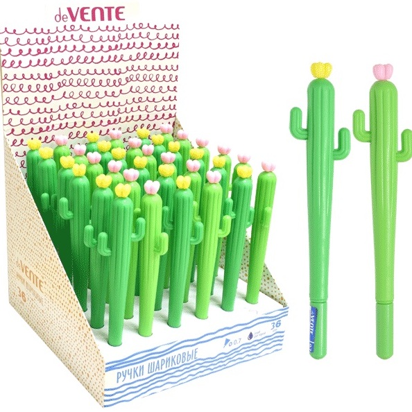 Ручка шариковая 0,7 мм "deVENTE. Cactus" с корпусом в форме кактуса, синяя