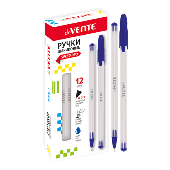 Ручка шариковая 0,7 мм "deVENTE. Mist" ультра гладкое письмо,на масляной основе, прозр. корпус синяя