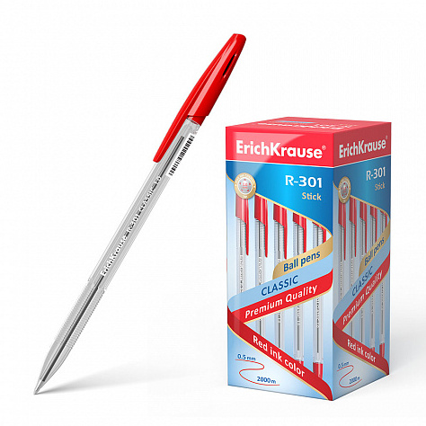 Ручка шариковая R-301 CLASSIC 1.0 Stick красная (22031)