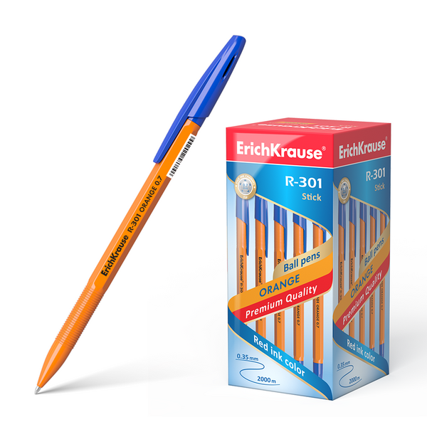Ручка шариковая R-301 ORANGE 0.7 Stick синяя (22187)