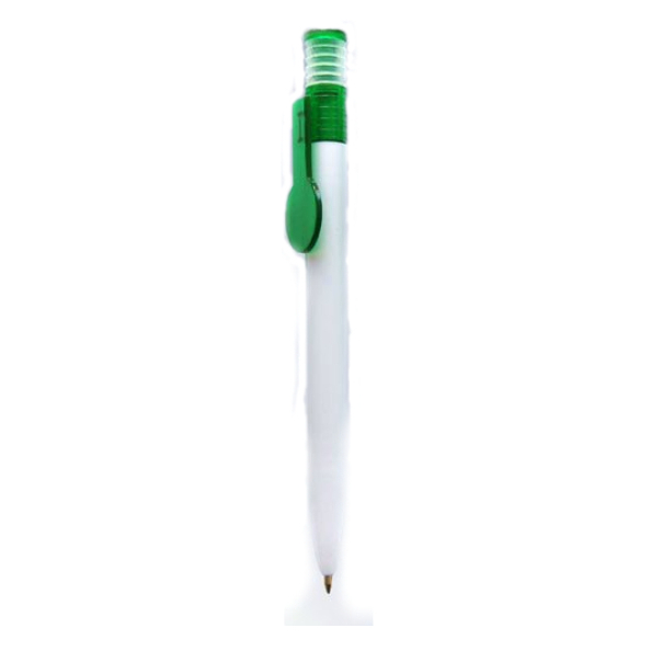Ручка-логотип 2757 "Имидж", пластик,белый+зелёный, автомат 