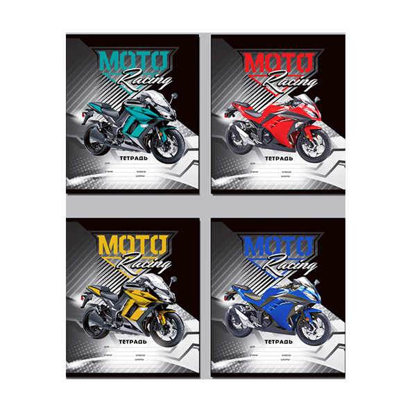 Тетрадь 24 л. лин. "Moto racing" (ассорти)