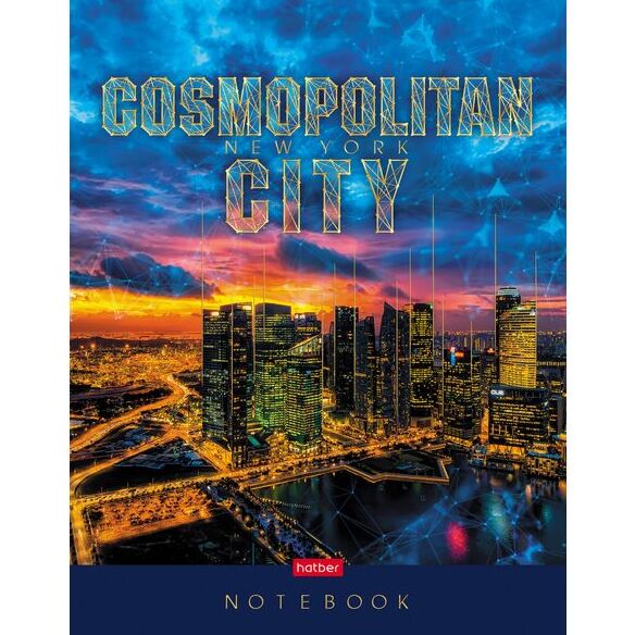 Бизнес-блокнот А5 80 л. кл. "Cosmopolitan city" 5-цв. блок тв.переплет мат.ламин. 3D фольга