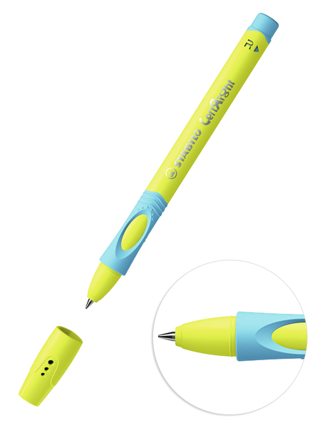 Ручка шариковая 0,5 мм Stabilo Left Right, СИНЯЯ для правшей  желтый/голубой корпус
