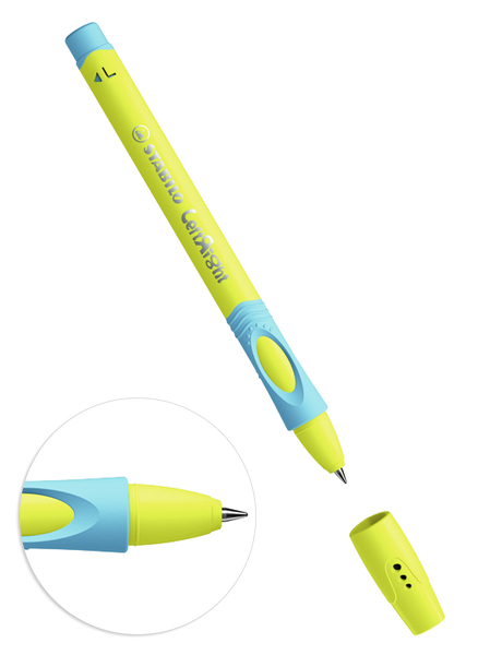 Ручка шариковая 0,5 мм "Stabilo Left Right" для левшей желтый/голубой корпус