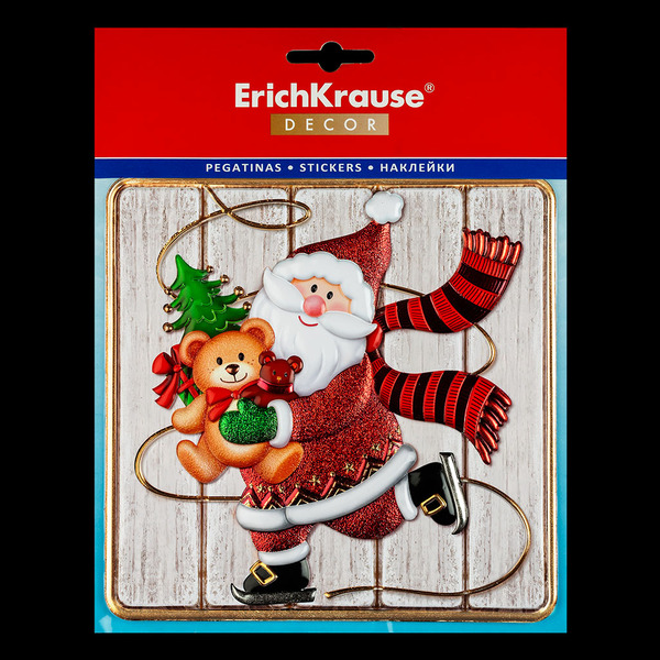 Наклейка ErichKrause® Decor Санта на коньках 18х23см