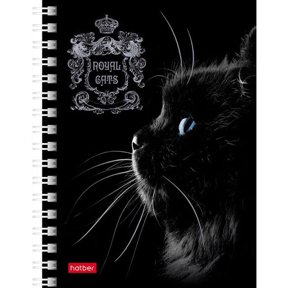 Записная книжка А6 80 л. кл. на гребне "Royal Cats"