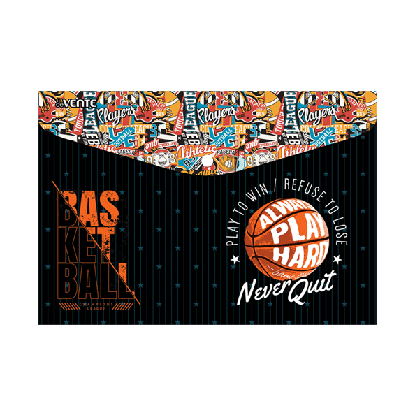 Папка-конверт на кн. А5 "deVENTE. Basketball- play hard" 150 мкм, непрозрачная с рисунком