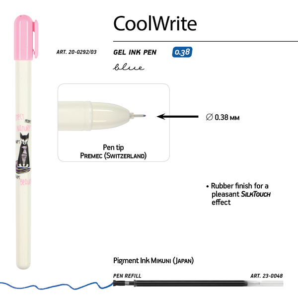 Ручка гелевая 0,38 мм CoolWrite Лисичка, Синяя