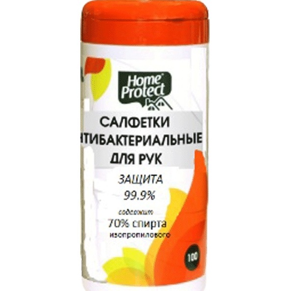 Салфетки антибактериальные для рук "Home protect" на спиртовой основе, 100 шт/HP 800005
