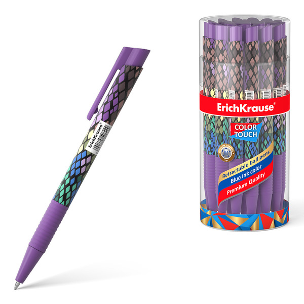 Ручка шариковая автомат. ErichKrause ColorTouch® Purple Python, цвет чернил синий 