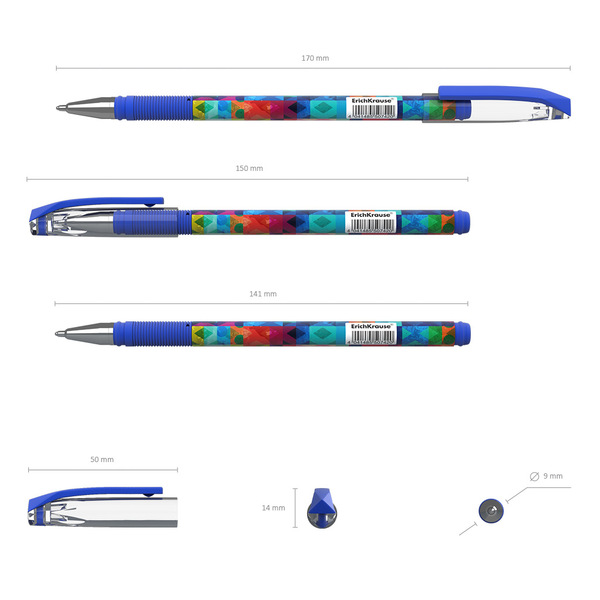 Ручка шариковая ErichKrause® ColorTouch® Patchwork, цвет чернил синий 