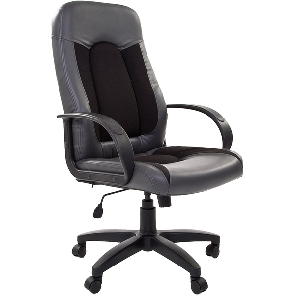Кресло для руководителя  "Chairman 429" экокожа серая/ткань черная, механизм качания