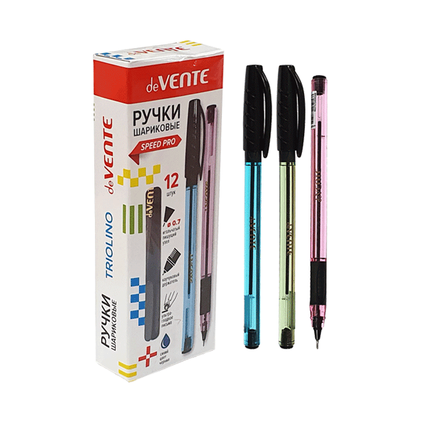 Ручка шариковая 0,7 мм "deVENTE. Triolino Pastel" серия Speed Pro, ультра гладкое письмо, синяя