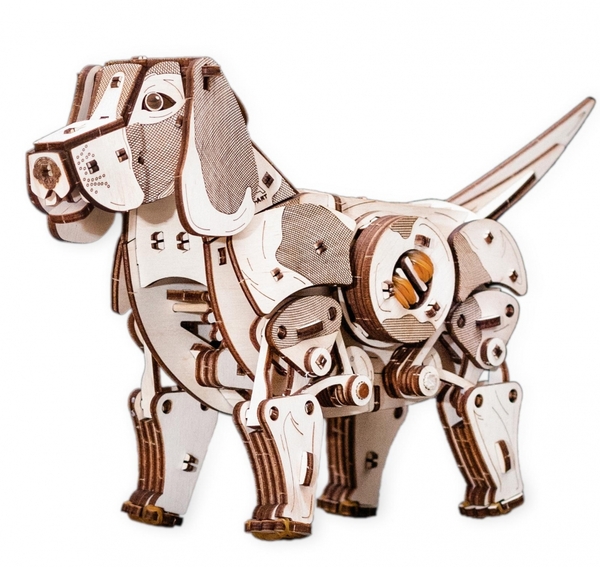Конструктор деревянный 3D EWA Механический щенок Puppy