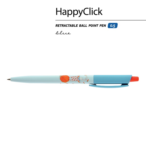 Ручка шариковая 0,5 мм "HappyClick. Зайка-жонглер" СИНЯЯ 