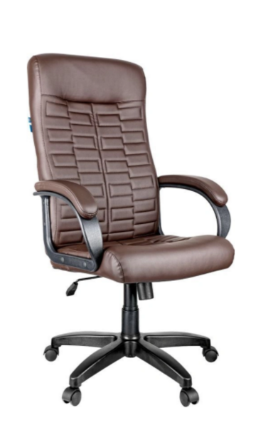 Кресло для руководителя Helmi HL-E80 "Ornament", экокожа коричневая, мягкий подлокотник