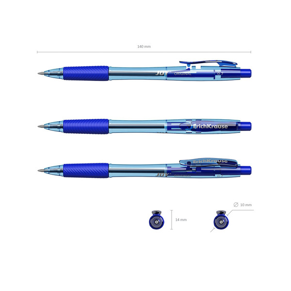 Ручка шариковая автомат. ErichKrause JOY Original, Ultra Glide Technology, синяя (в пак. 3шт