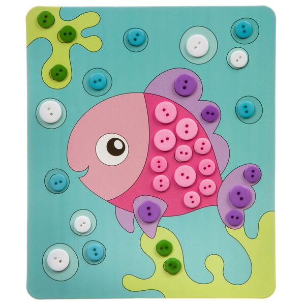Набор для творчества "аппликация" BONDIBON. Картина из пуговиц для малышей. Рыбка